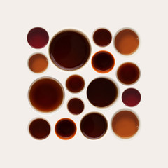 Collection of coffee cups tops isolated on white