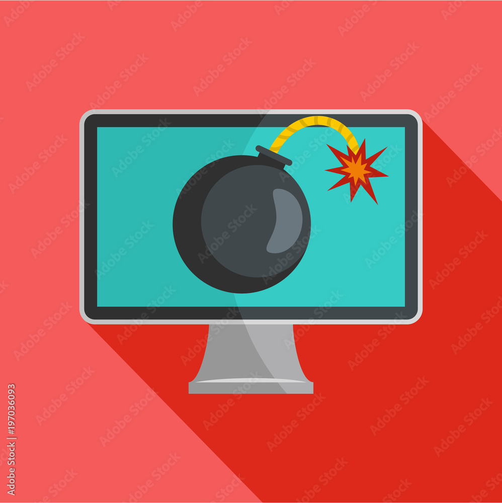 Poster computer virus icon. flat illustration of computer virus vector icon for web