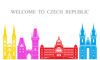 Fototapeta premium Czech Republic set. Isolated Czech Republic architecture on white background