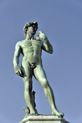 Fototapeta na wymiar David-Statue, Bronzekopie, auf der Piazzale Michelangelo, Florenz, Toskana, Italien, Europa
