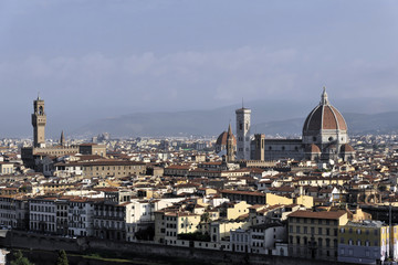 Stadtpanorama mit Dom Santa Maria del Fiore, Ausblick vom Monte alle Croci, Florenz, Toscana, Italien, Europa