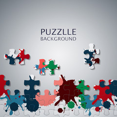 Puzzle pieces with paint stains