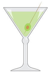 Glass with drink and olive