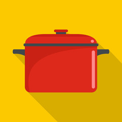 Soup saucepan icon. Flat illustration of soup saucepan vector icon for web