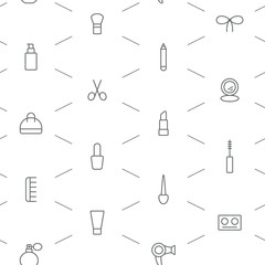 Seamless make up icons pattern on white background