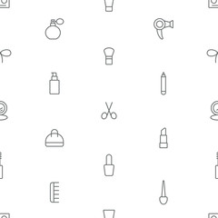 Seamless make up icons pattern on white background