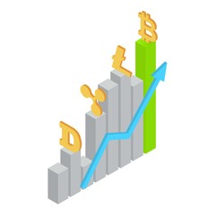 Raising exchange icon. Isometric illustration of raising exchange vector icon for web