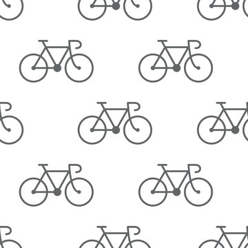 Seamless bicycle icons pattern on white background