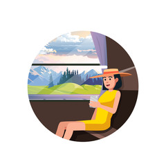 beautiful woman in train