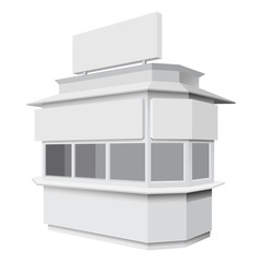 Trade booth mockup. Realistic illustration of trade booth vector mockup for web