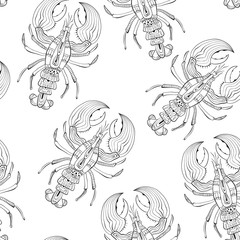 Vector Seamless Pattern with Lobsters