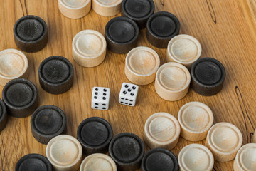 Backgammon playing field and dices