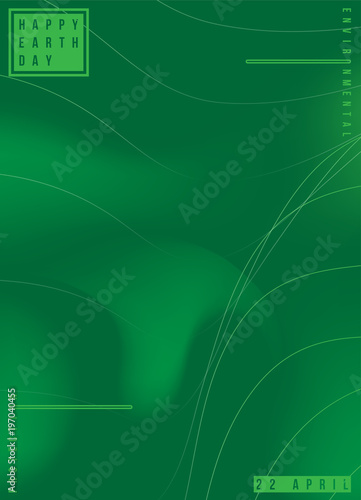 Happy Earth Day Abstract Minimalistic Poster With Green