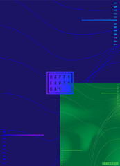 Happy Earth Day abstract minimalistic poster with blue gradient. Template futuristic cover. Flat vector illustration EPS 10