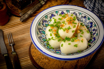 Potato dumplings stuffed with minced meat