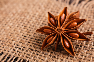 anise stars on a dark rustic background