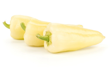 White paprika (Hungarian sweet peppers) isolated on white background three in row.