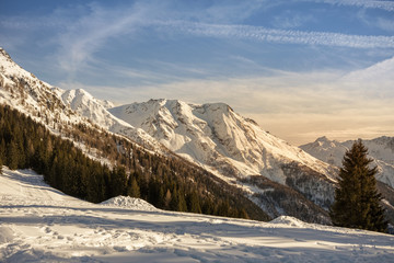Alpin mountain landscape with snow