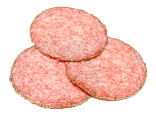 Italian Salami saugage on white background