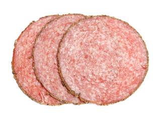 Italian Salami saugage on white background