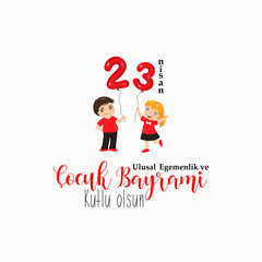 vector illustration of the cocuk baryrami 23 nisan , translation: Turkish April 23 National Sovereignty and Children's Day, graphic design to the Turkish holiday, kids icon, children logo