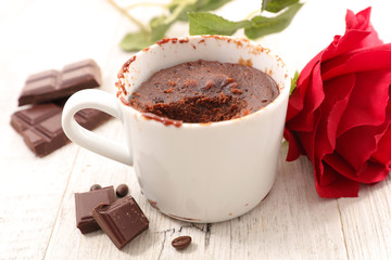 chocolate mug cake and rose