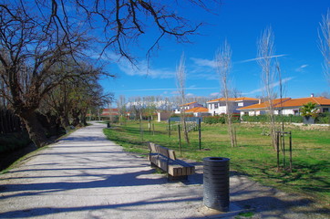Lotissement r&eacute;cent et moderne dans la verdure et la nature verte
