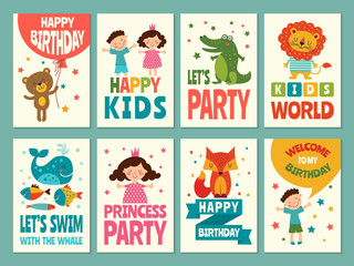 Fototapeta na wymiar Design template of cards for childrens. Labels for packaging