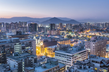 Evening panorama of Santiago de Chile