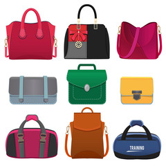 Beautiful handbags for women. Vector pictures set