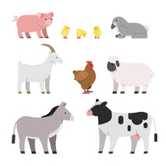 Vector illustrations of farm animals