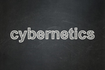 Obraz premium Science concept: text Cybernetics on Black chalkboard background