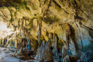 Fototapeta na wymiar Ancient cave Khao khanabnam in Krabi province, Thailand