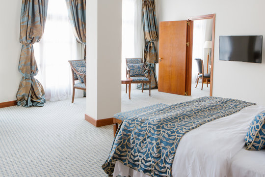 Beautiful white and blue bed