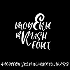 Handdrawn brush font. Modern brush lettering. Grunge style alphabet. Vector illustration.
