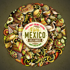 Cartoon vector doodles Latin America illustration