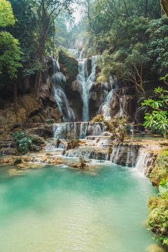 Beautiful small waterfalls flowing