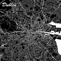 Dublin Ireland City Map Black and White
