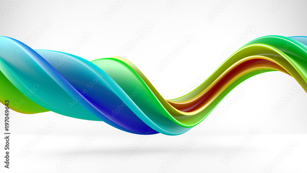 Poster vivid colorful twisted spiral shape 3d rendering