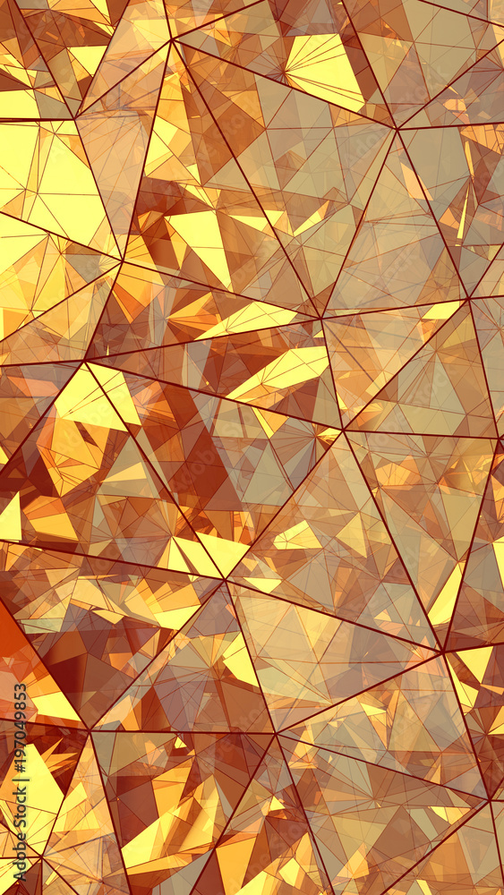 Poster triangulated multilayered glass construction abstract 3d rendering
