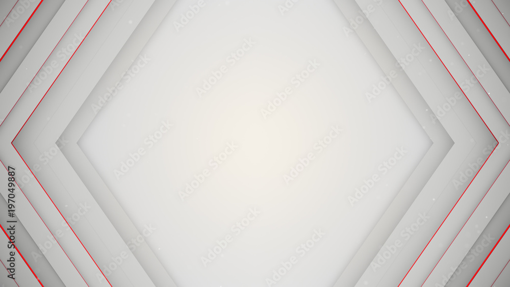Poster frame of white and red rhombic lines 3d rendering