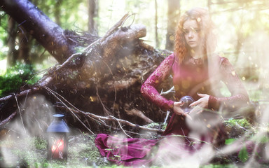 Witch ritual in a forest