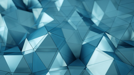 Light blue low poly surface abstract 3D rendering