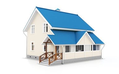 3d modern house on white background 3D illustration