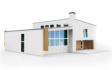 3d modern house on white background 3D illustration