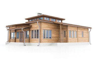 3d modern house on white background 3D illustration