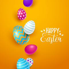 Easter background with spring flowers and eggs. Vector illustration