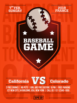 modern professional sports design poster with baseball tournament in orange theme