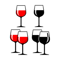  Wineglass vector icons on white background
