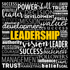 LEADERSHIP word cloud collage, business concept background